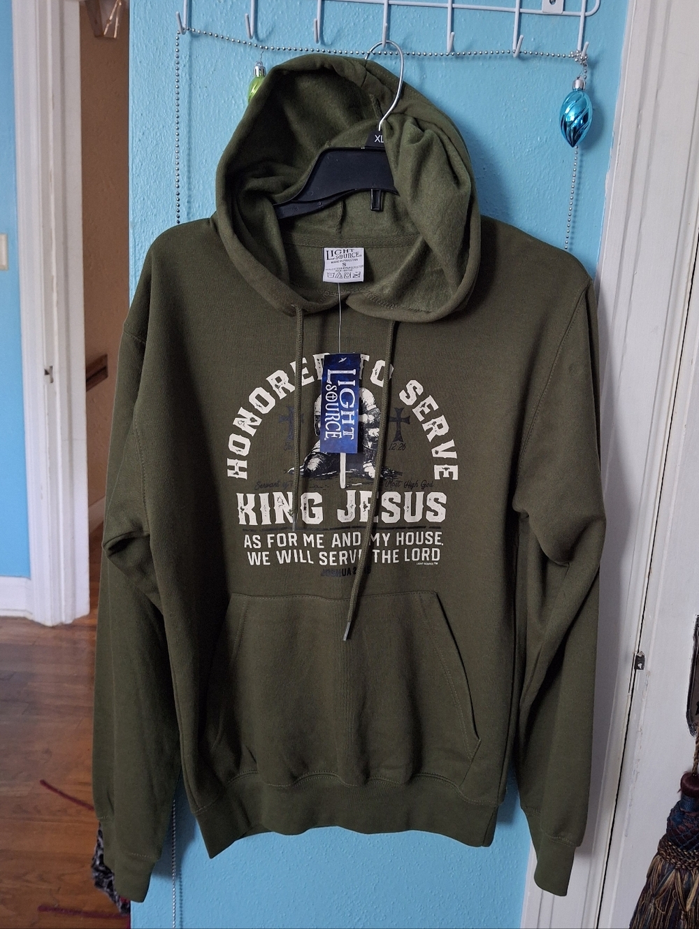 AS FOR ME AND MY HOUSE Men's Sm NWT Hoodie HONORED TO SERVE KING JESUS